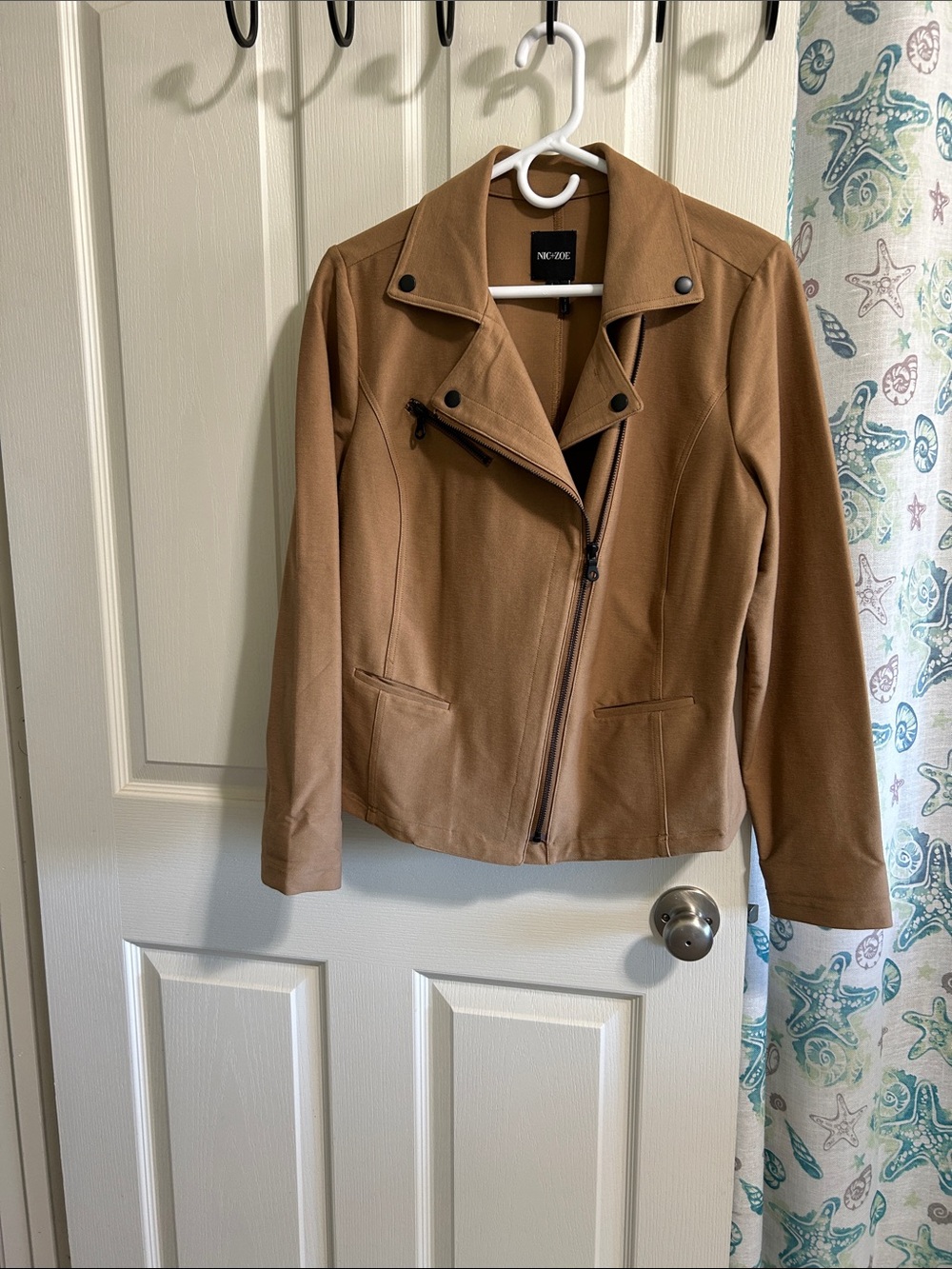 NIC+ZOE Camel Asymmetrical Moto Blazer